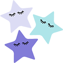 estrellas Una infografía de tres estrellas dormidas